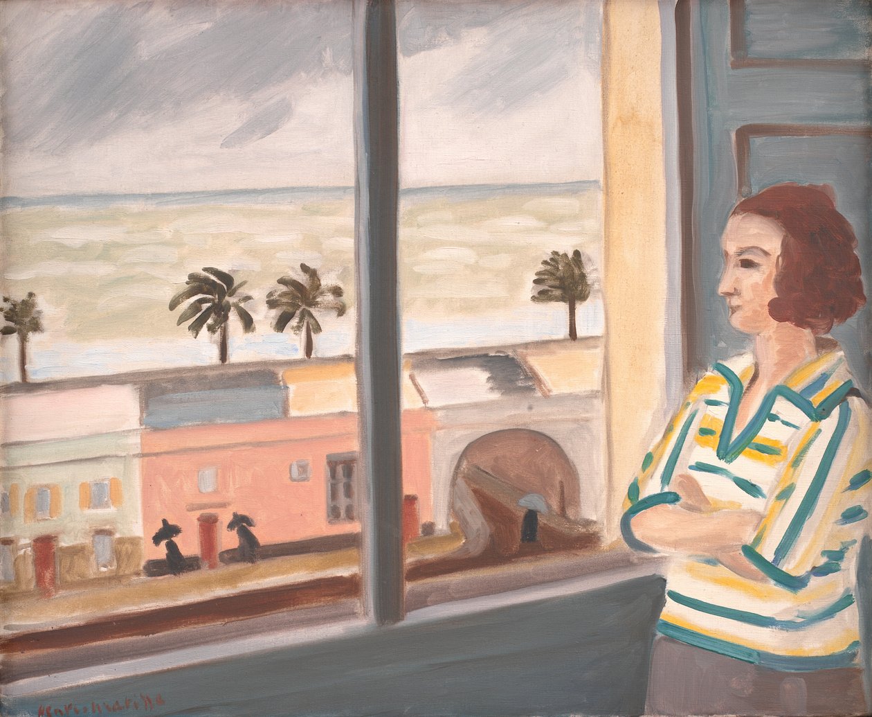Junge Frau, die auf das Meer schaut, stürmisches Wetter von Henri Matisse