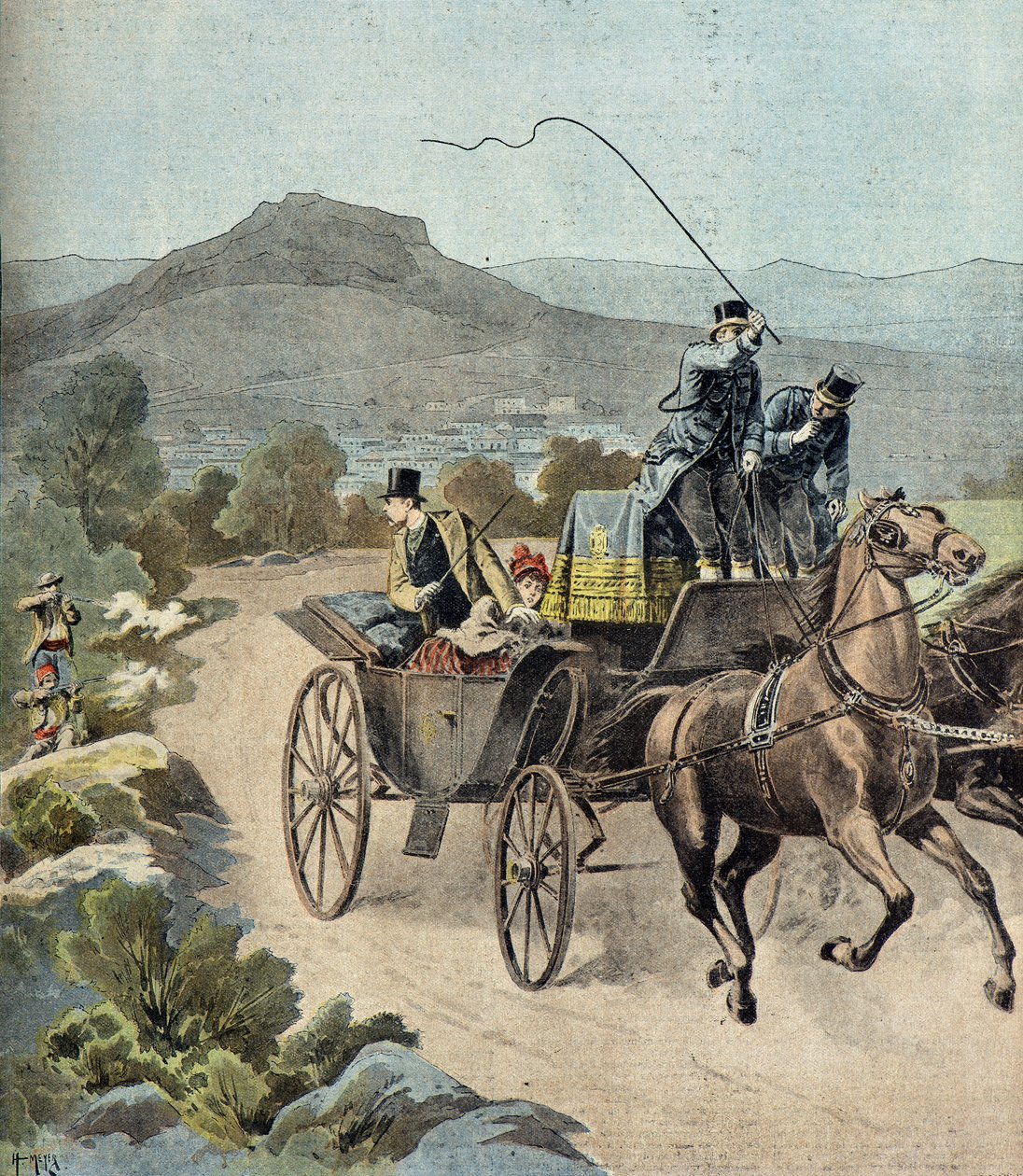 Angriff auf Georges 1er und Prinzessin Marie Madelaine von Henri Meyer
