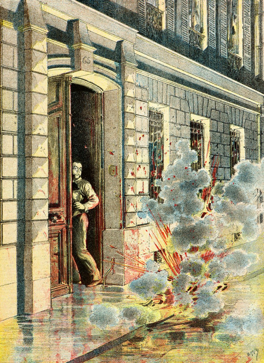 Explosion einer von einem Anarchisten gelegten Bombe von Henri Meyer