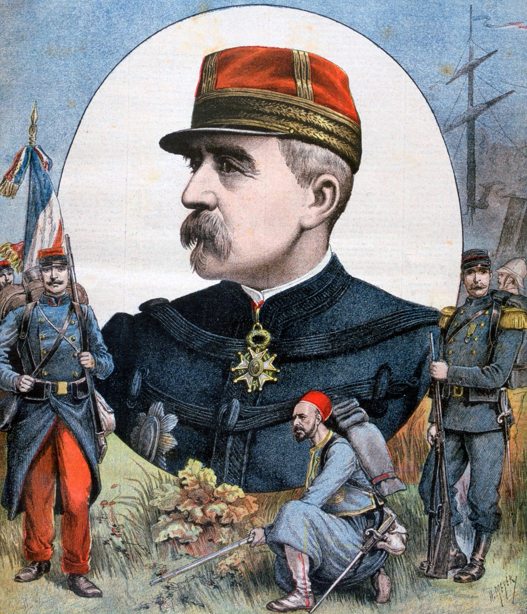 General Jacques Duchesne, Kommandeur der französischen Expeditionsstreitkräfte nach Madagaskar, 1894 von Henri Meyer
