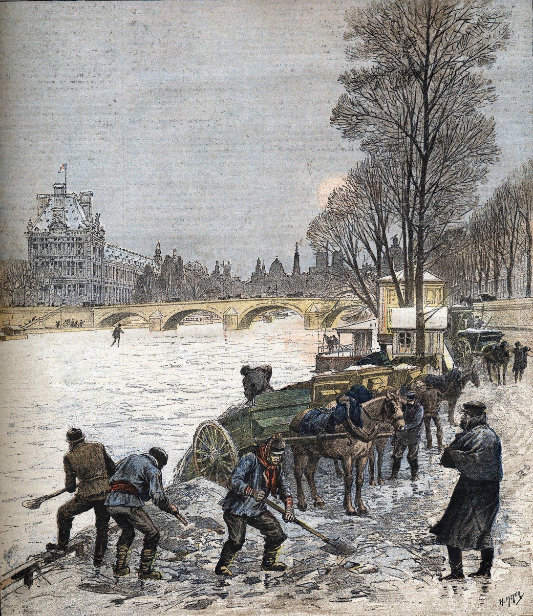 Paris unter dem Schnee 1895, Kleines Journal von 1895 (Gravur) von Henri Meyer