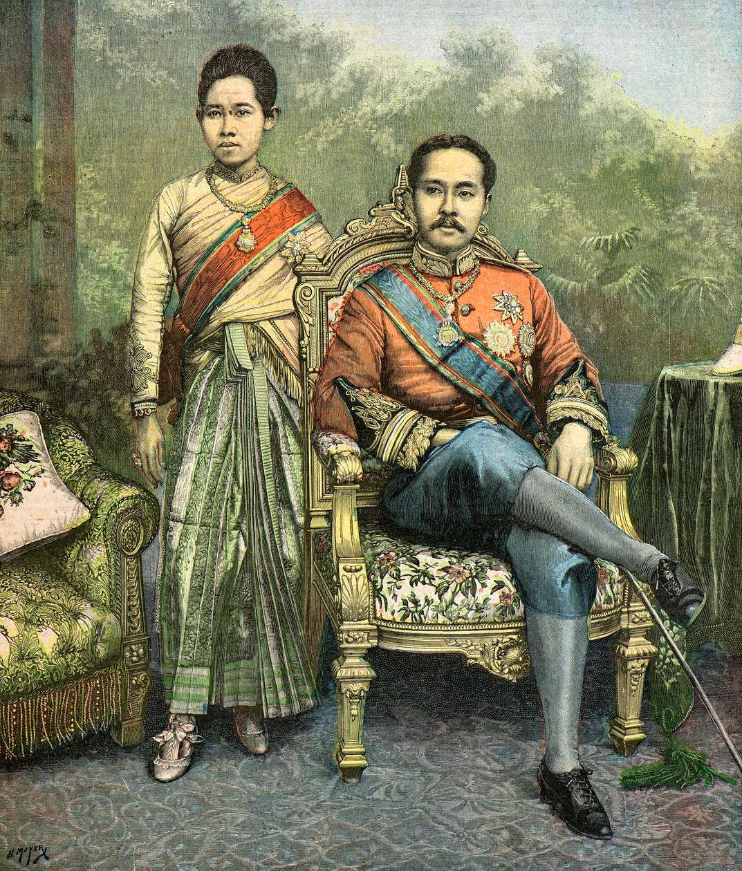 Porträt von König Rama V. und Königin Savang Vadhana von Henri Meyer
