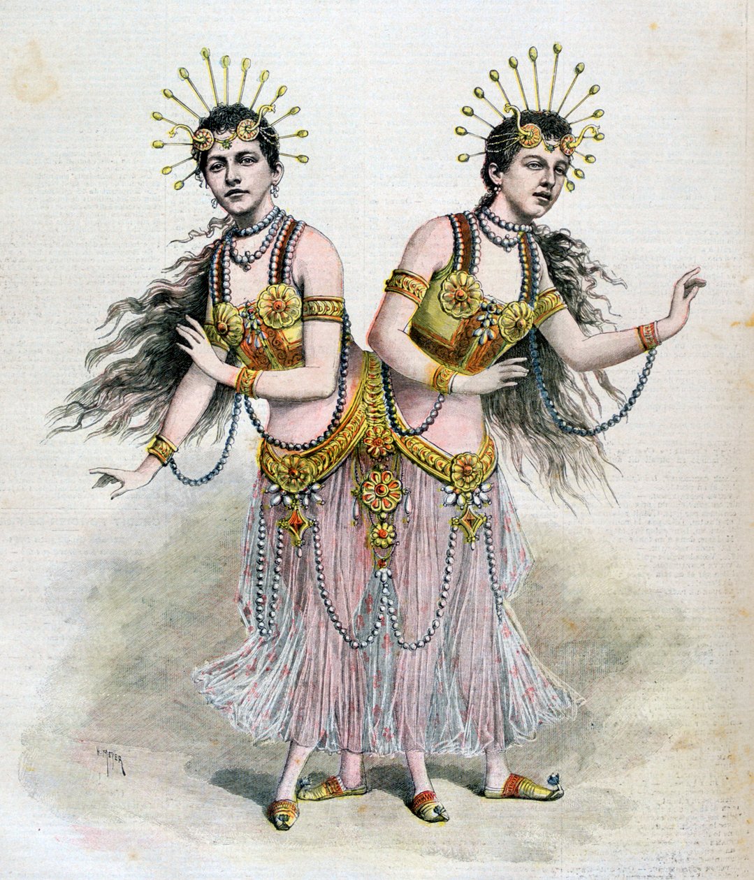Rosa und Josepha Blazek, siamesische Zwillinge aus Böhmen, 1891 von Henri Meyer