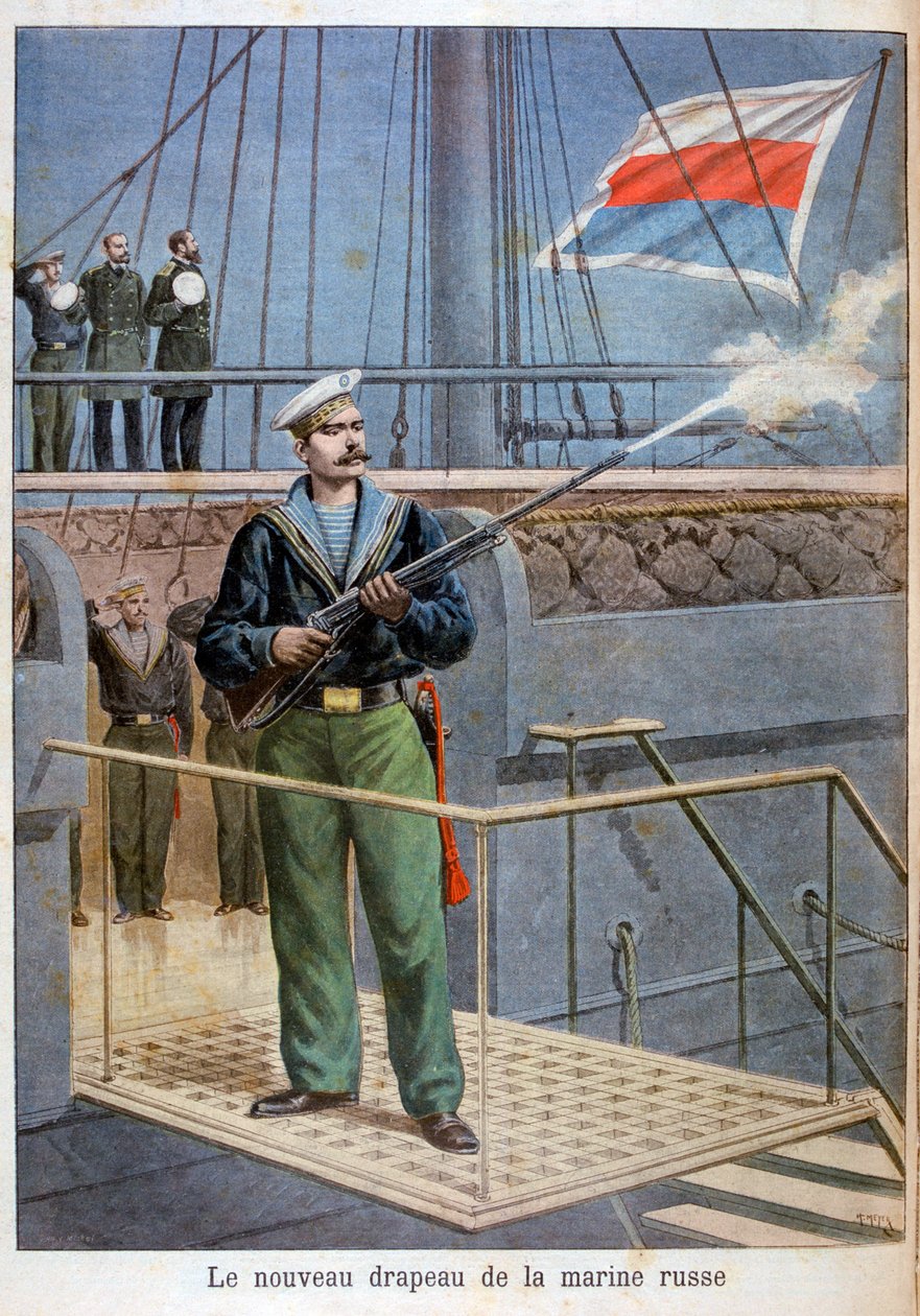 Die neue Flagge der russischen Marine, 1898 von Henri Meyer