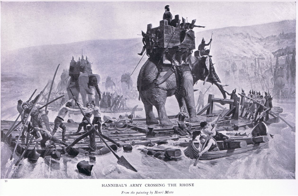 Hannibals Armee überquert die Rhone, aus The Gresham Publishing Company Ltd, 1920 von Henri Paul Motte