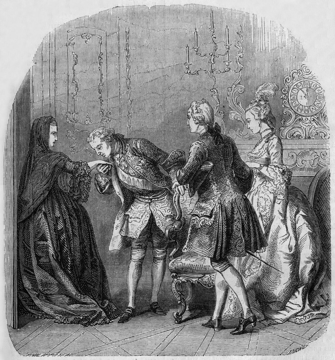 Die Prinzessin von Lamballe, König Ludwig XV., Louis de Richelieu, Gräfin Jeanne du Barry von Henri Philippoteaux
