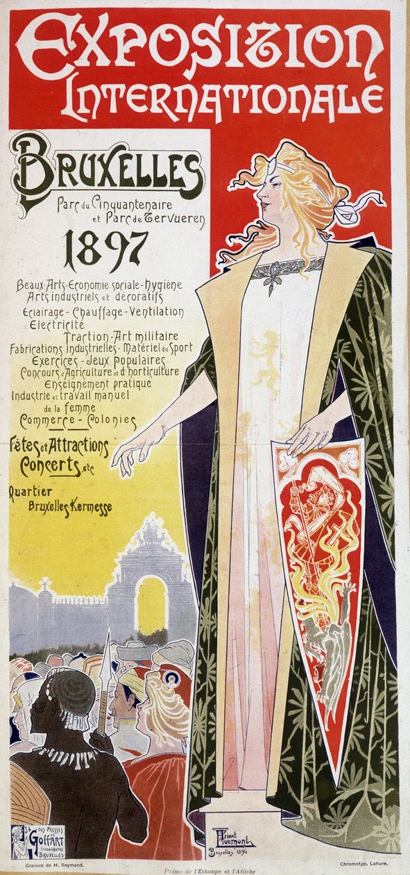 Plakat der Brüsseler Weltausstellung 1897 von Henri Privat Antoine Theodore Livemont (1861-1936) von Henri Henri Antoine Théodore Livemont