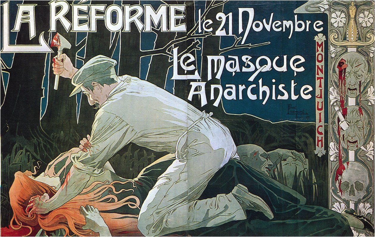 Die Reform am 21. November, die anarchistische Maske (1897) von Henri Henri Antoine Théodore Livemont