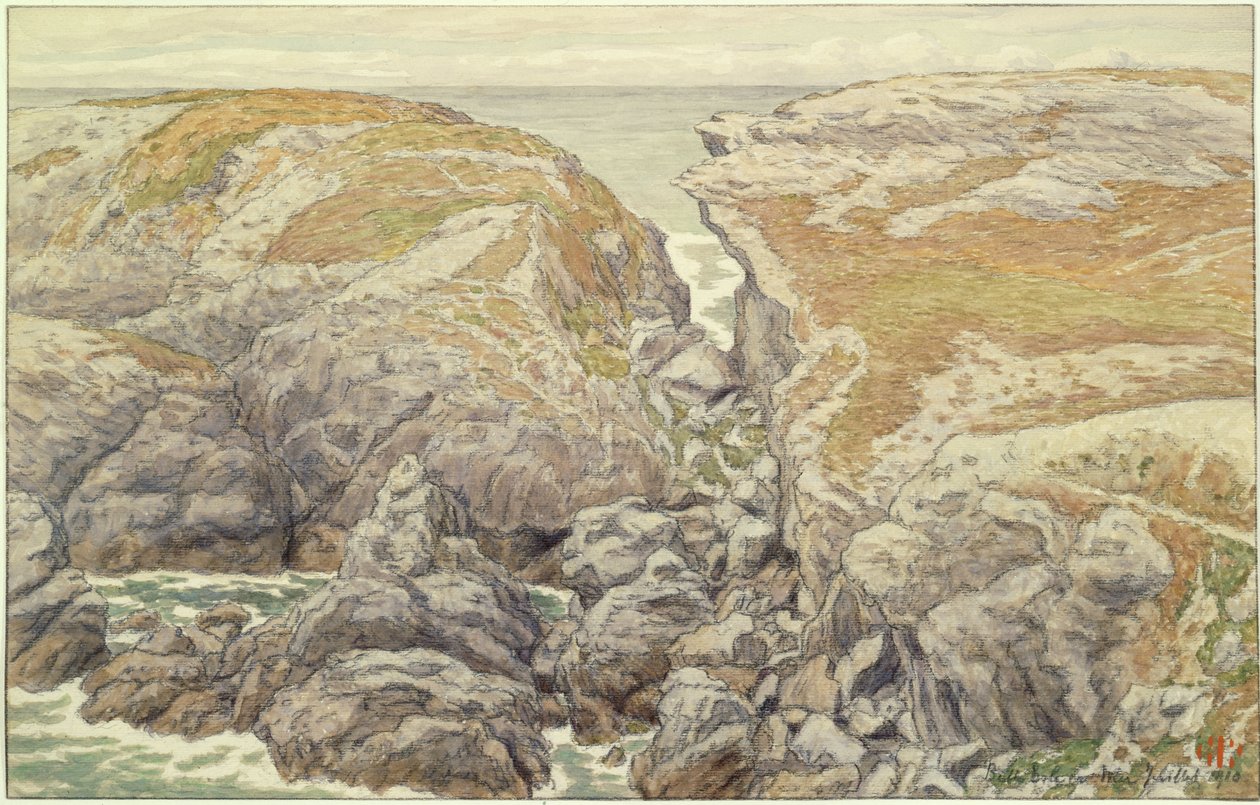 Klippen bei Belle-Isle en mer von Henri Rivière