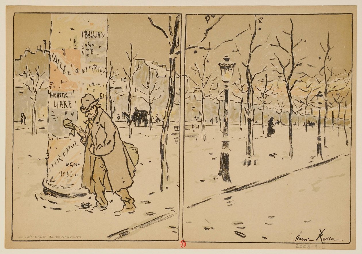 Paris im Winter: Programm für das Théâtre Libre, Saison 1889-1890 von Henri Rivière