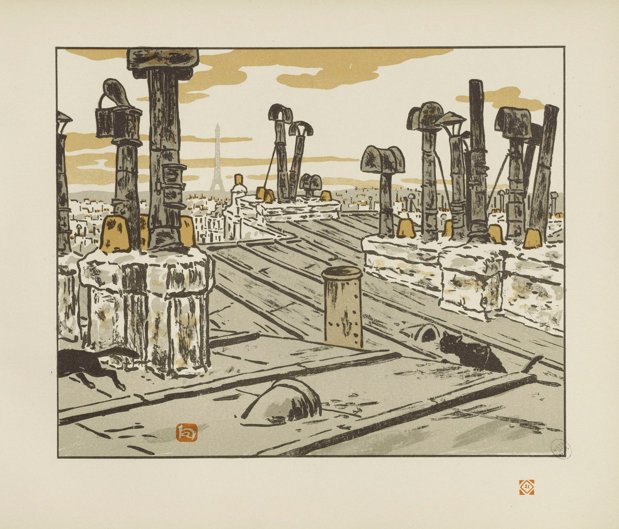 Auf den Dächern [Die sechsunddreißig Ansichten des Eiffelturms] von Henri Rivière