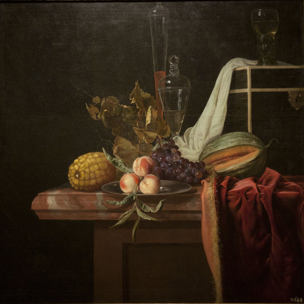 Stillleben mit Glas und Früchten, ca. 1675 von Henri de Fromantiou