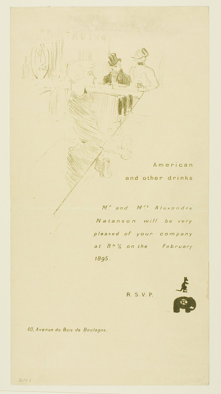 Einladung für Herrn und Frau Alexandre Natanson von Henri de Toulouse-Lautrec