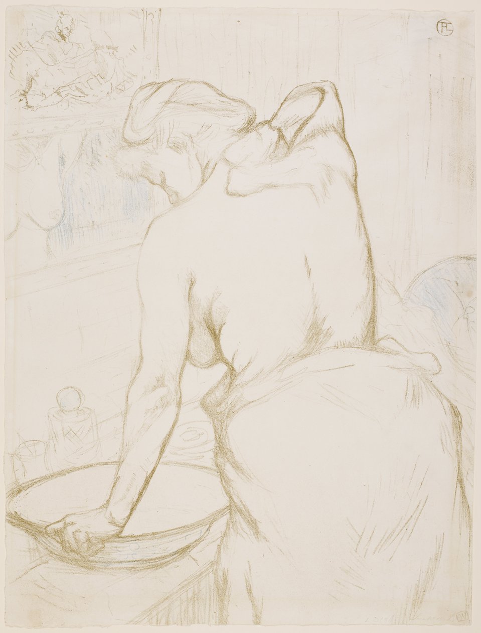 Frau bei ihrer Toilette, sich waschend von Henri de Toulouse-Lautrec