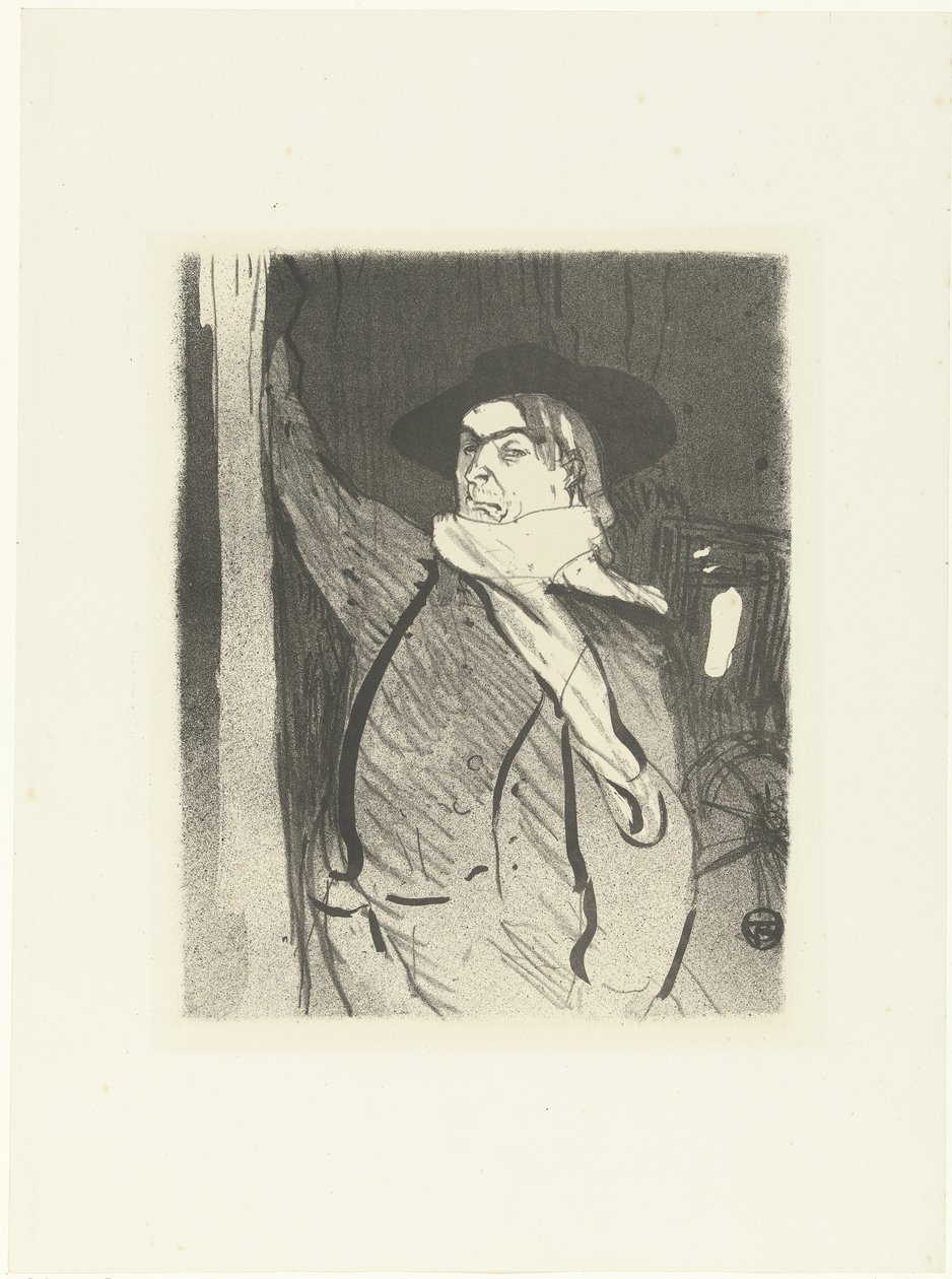 Porträt des Sängers und Kabarettisten Aristide Bruant (Serie: Le cafe concert) von Henri de Toulouse Lautrec (signed by artist)