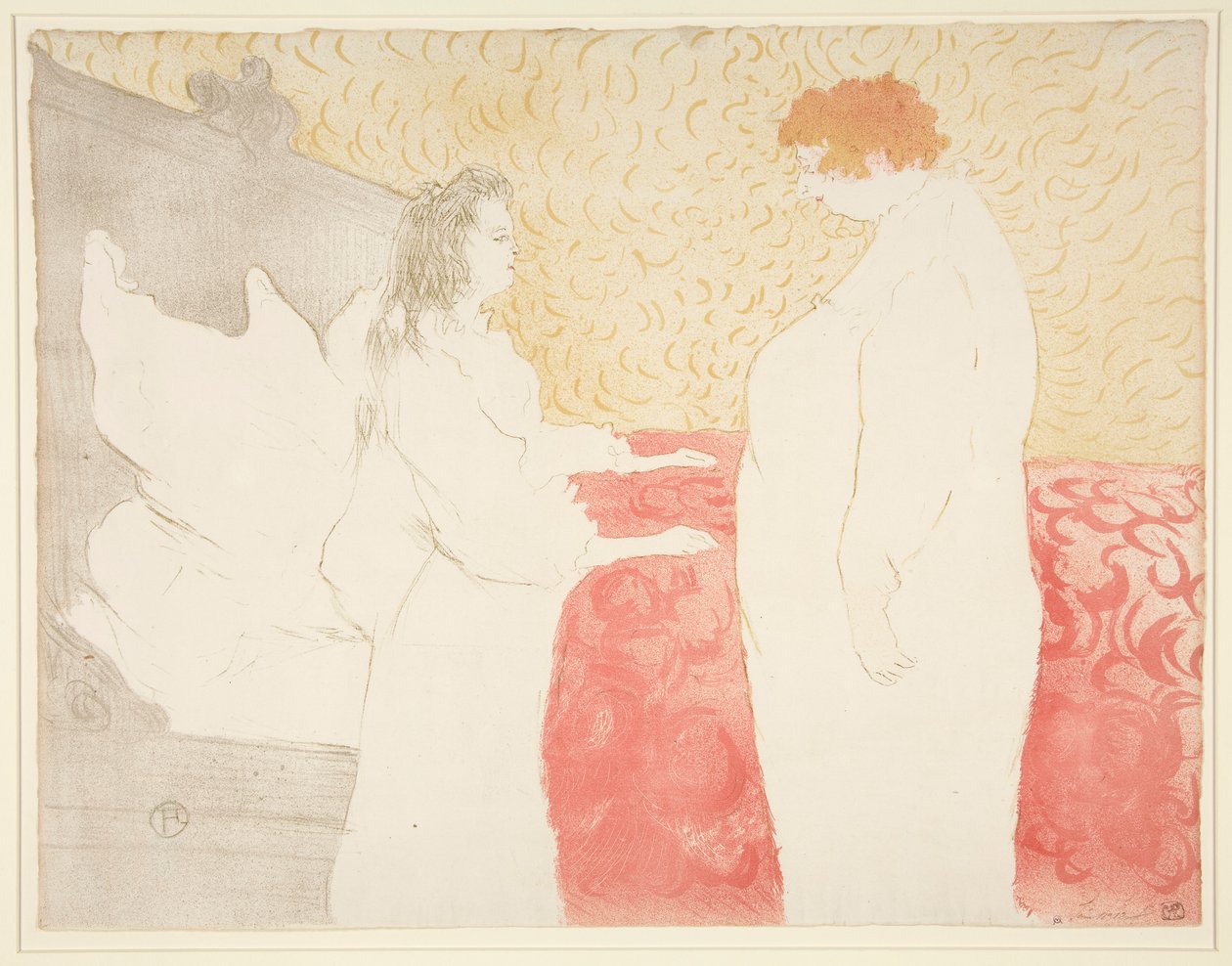 Frau im Bett, Profil, beim Aufstehen, aus der Serie Elles von Henri de Toulouse Lautrec