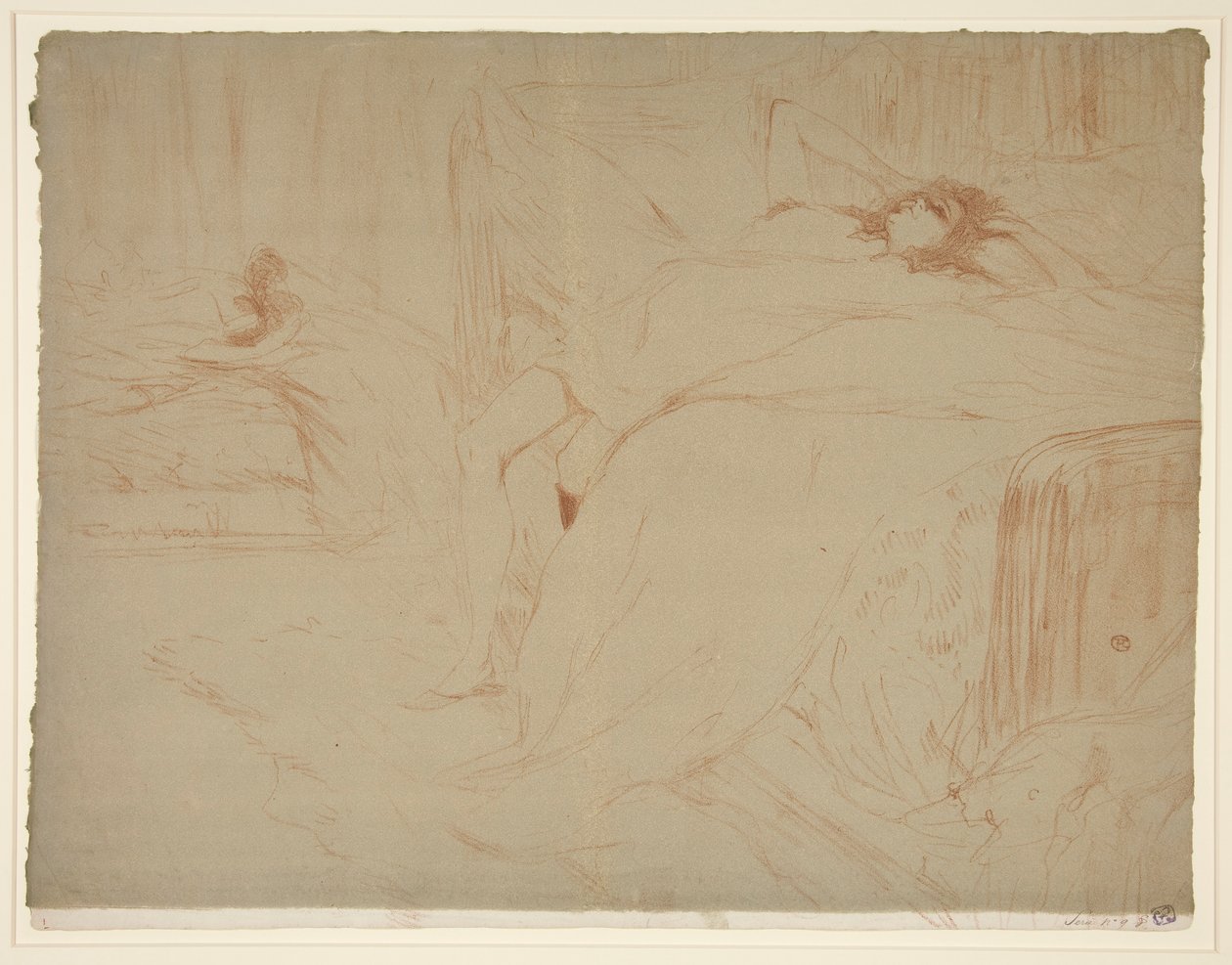 Frau auf dem Rücken liegend, Müdigkeit, aus der Serie Elles von Henri de Toulouse Lautrec