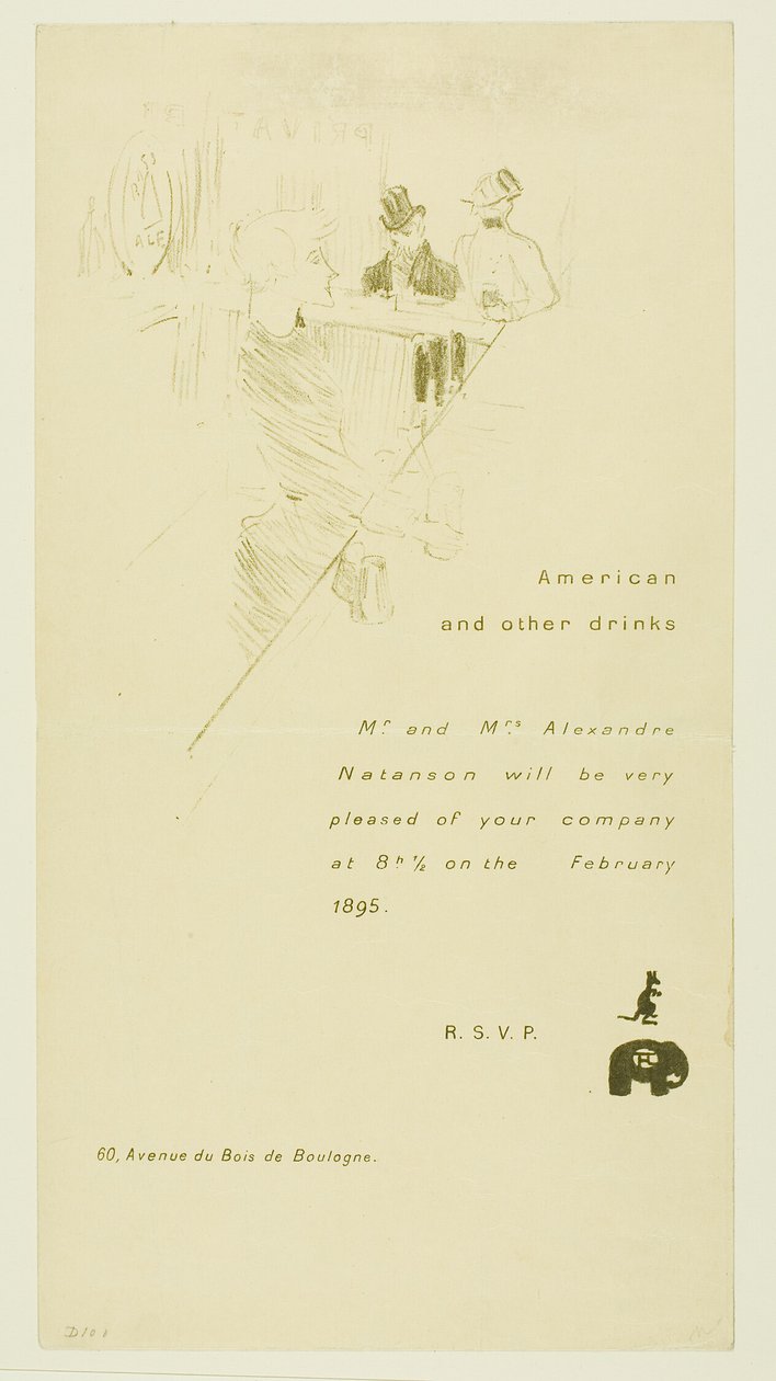 Einladung für Herrn und Frau Alexandre Natanson von Henri de Toulouse Lautrec