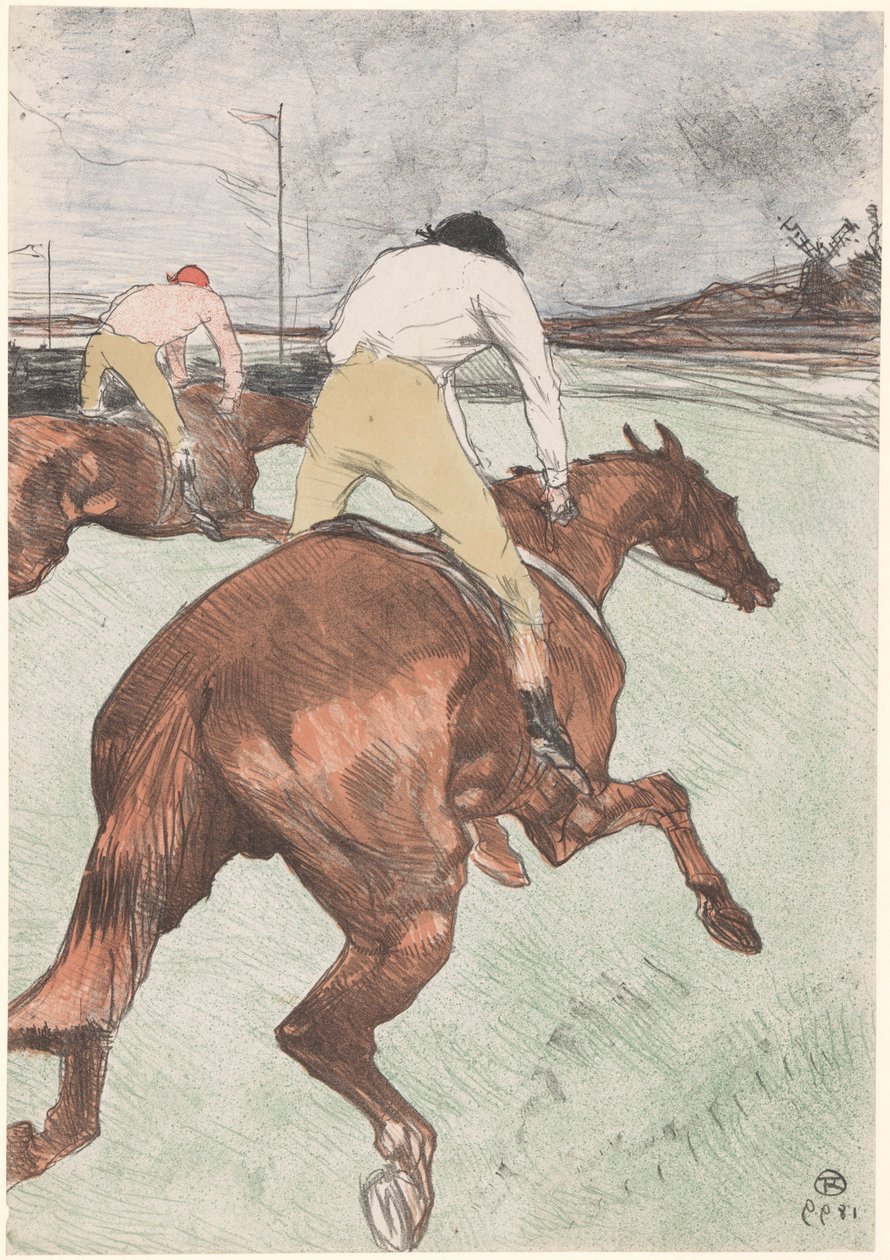 Zwei Jockeys zu Pferd von Henri de Toulouse-Lautrec