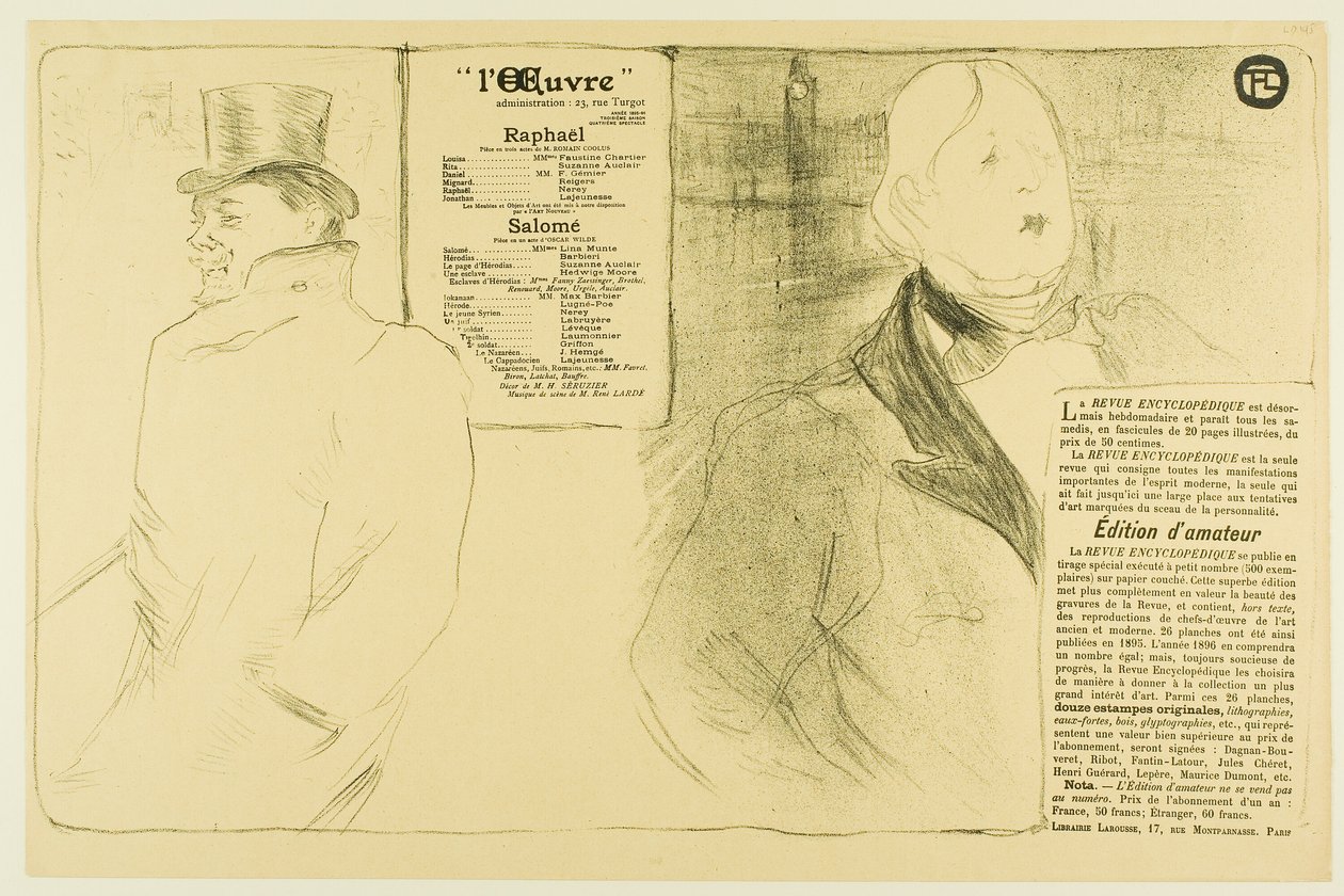 Oscar Wilde und Romain Coolus—Programm für Raphaël und Salomé von Henri de Toulouse Lautrec