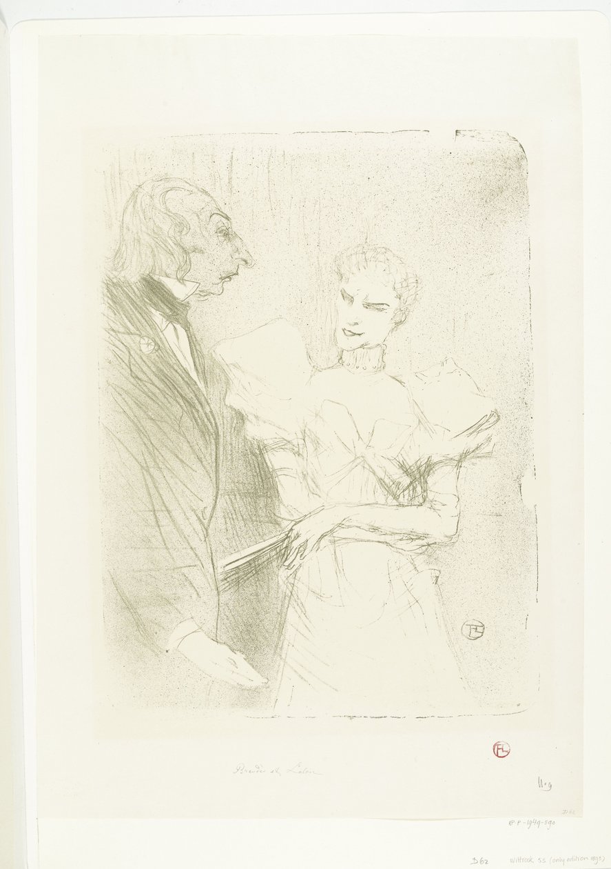 Porträt der Schauspielerin Marthe Brandès und des Schauspielers Louis-Pierre Leloir im Theaterstück Les Cabotins von Henri de Toulouse-Lautrec