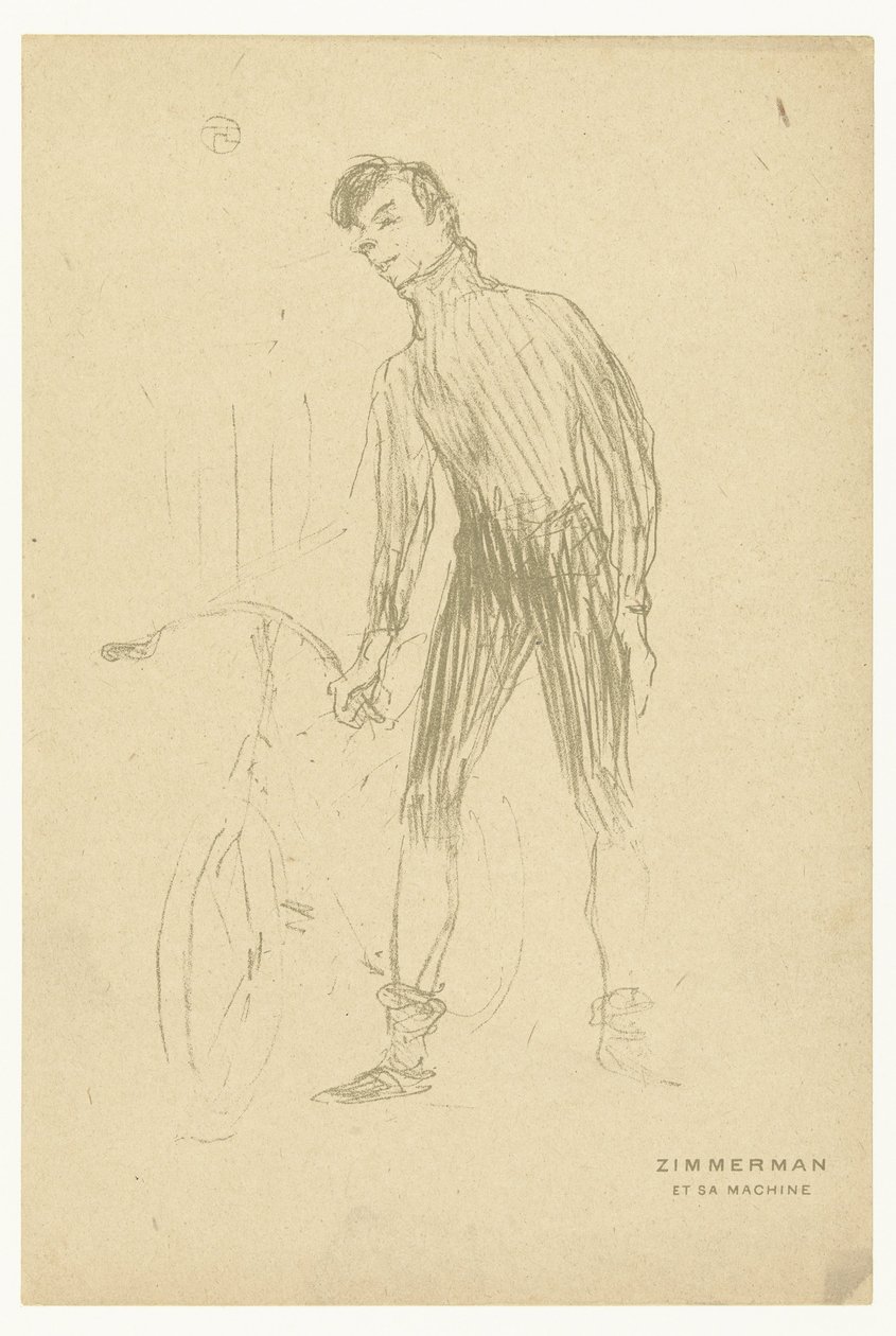 Porträt des Radfahrers Albert Zimmerman und seines Fahrrads (Zimmerman et sa machine) von Henri de Toulouse Lautrec