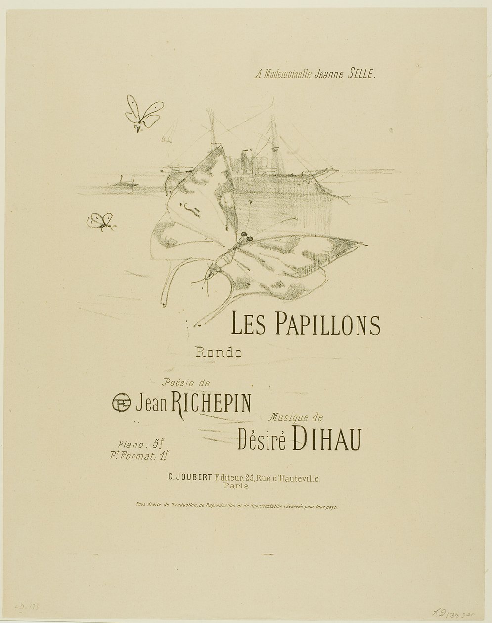 Die Schmetterlinge, aus Mélodies de Désiré Dihau von Henri de Toulouse Lautrec