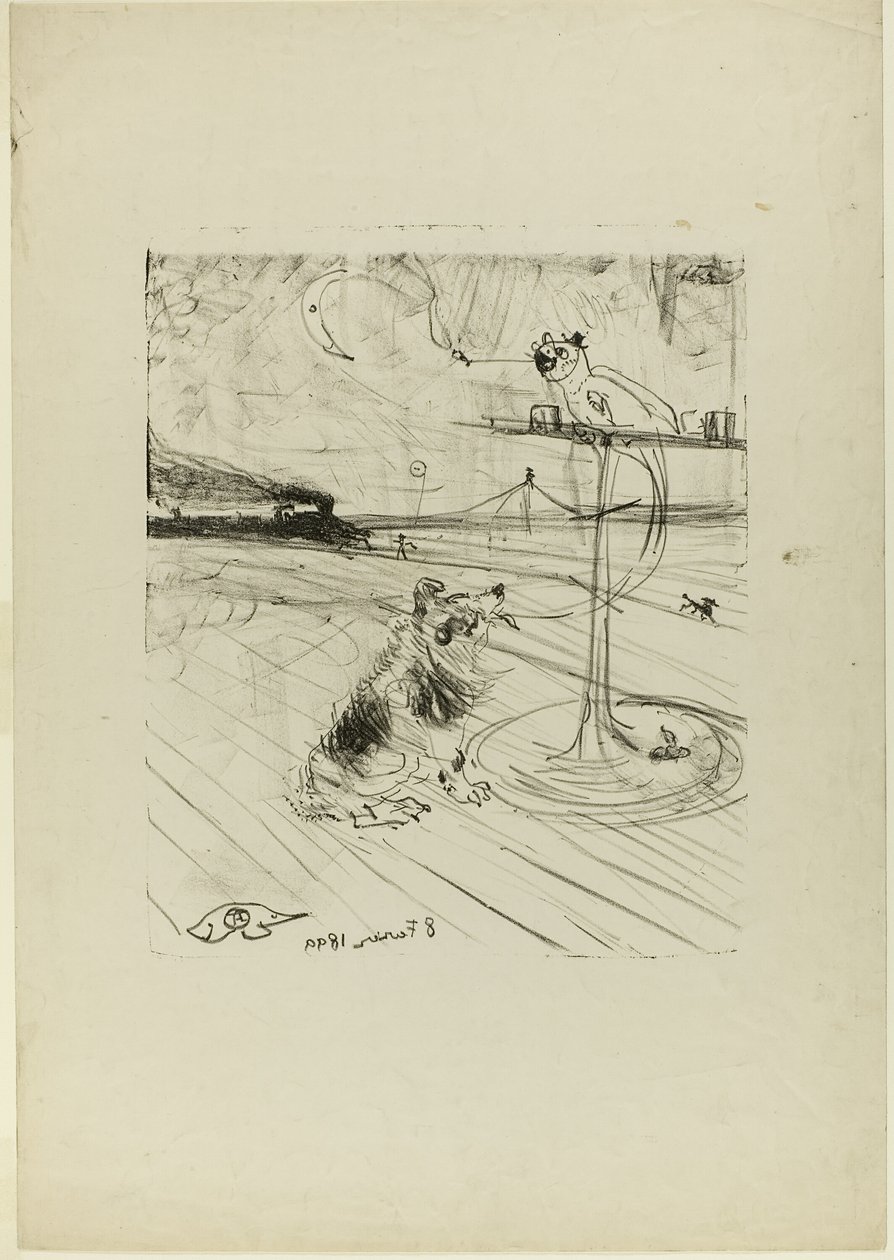 Der Hund und der Papagei von Henri de Toulouse Lautrec