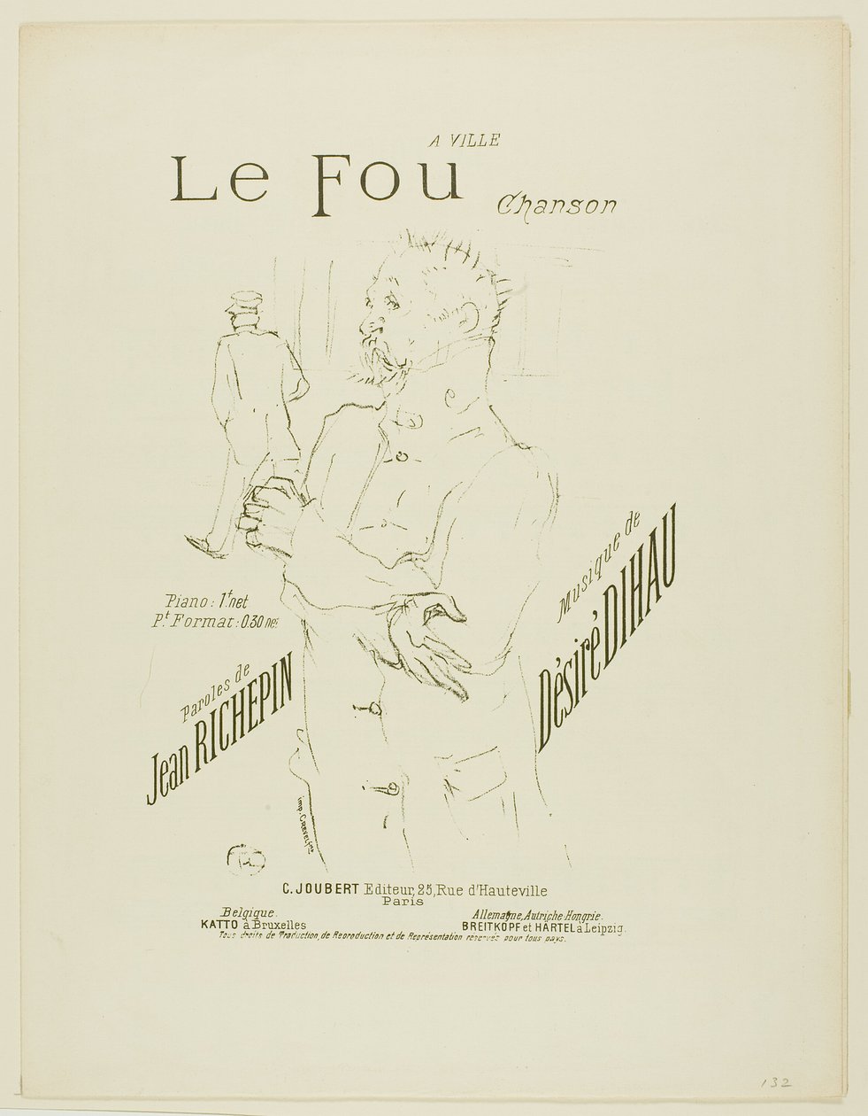 Der Verrückte, aus Mélodies de Désiré Dihau von Henri de Toulouse Lautrec