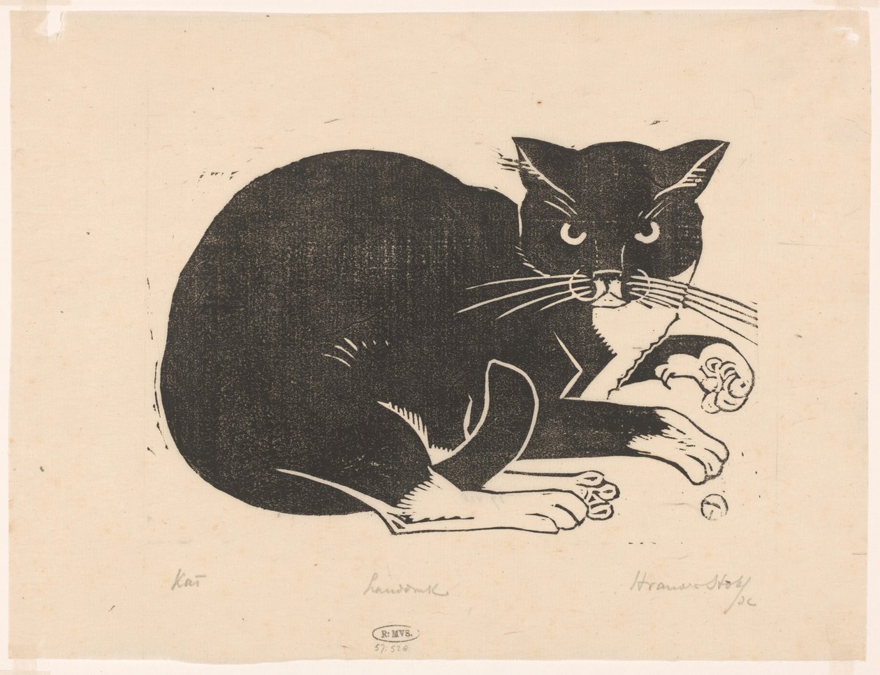 Katze von Henri van der Stok (signed by artist)