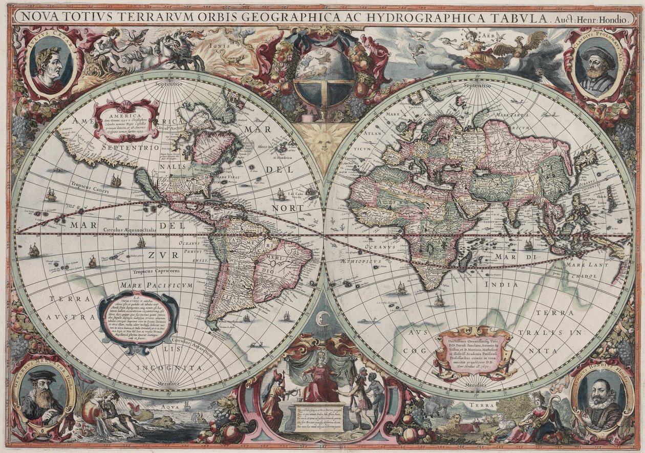 Nova totius Terrarum Orbis geographica ac hydrographica tabula von Henricus Hondius II