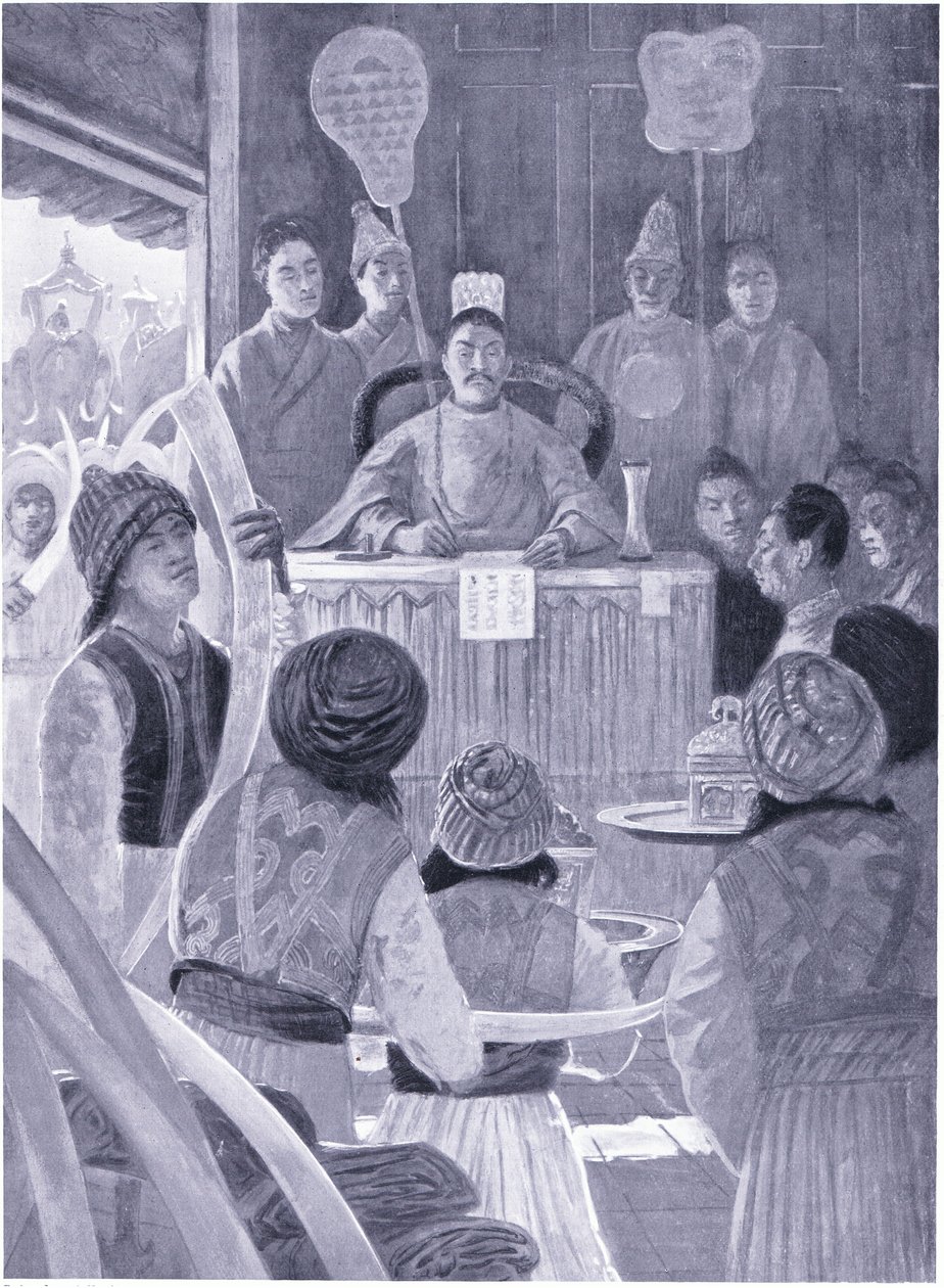 Siamesen, die dem Kaiser von China Tribut zollen von Henry Charles Seppings Wright