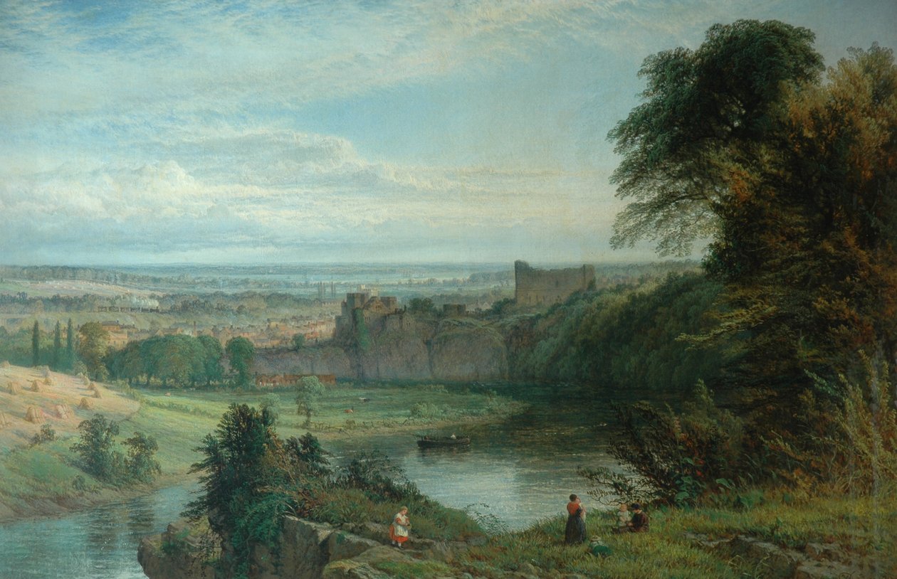 Landschaft mit Schloss und Fluss und Chepstow Castle, 1862 von Henry Dawson