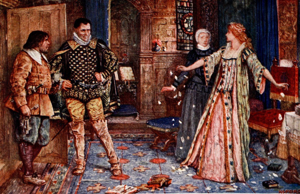 Elizabeth zerreißt den Brief von Dudley, Illustration aus 