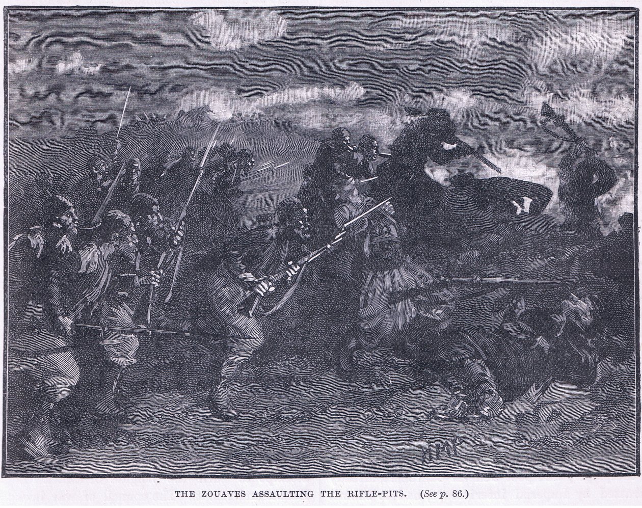 Die Zouaven stürmen eine Schützenmulde, 1855 n. Chr. von Henry Marriott Paget