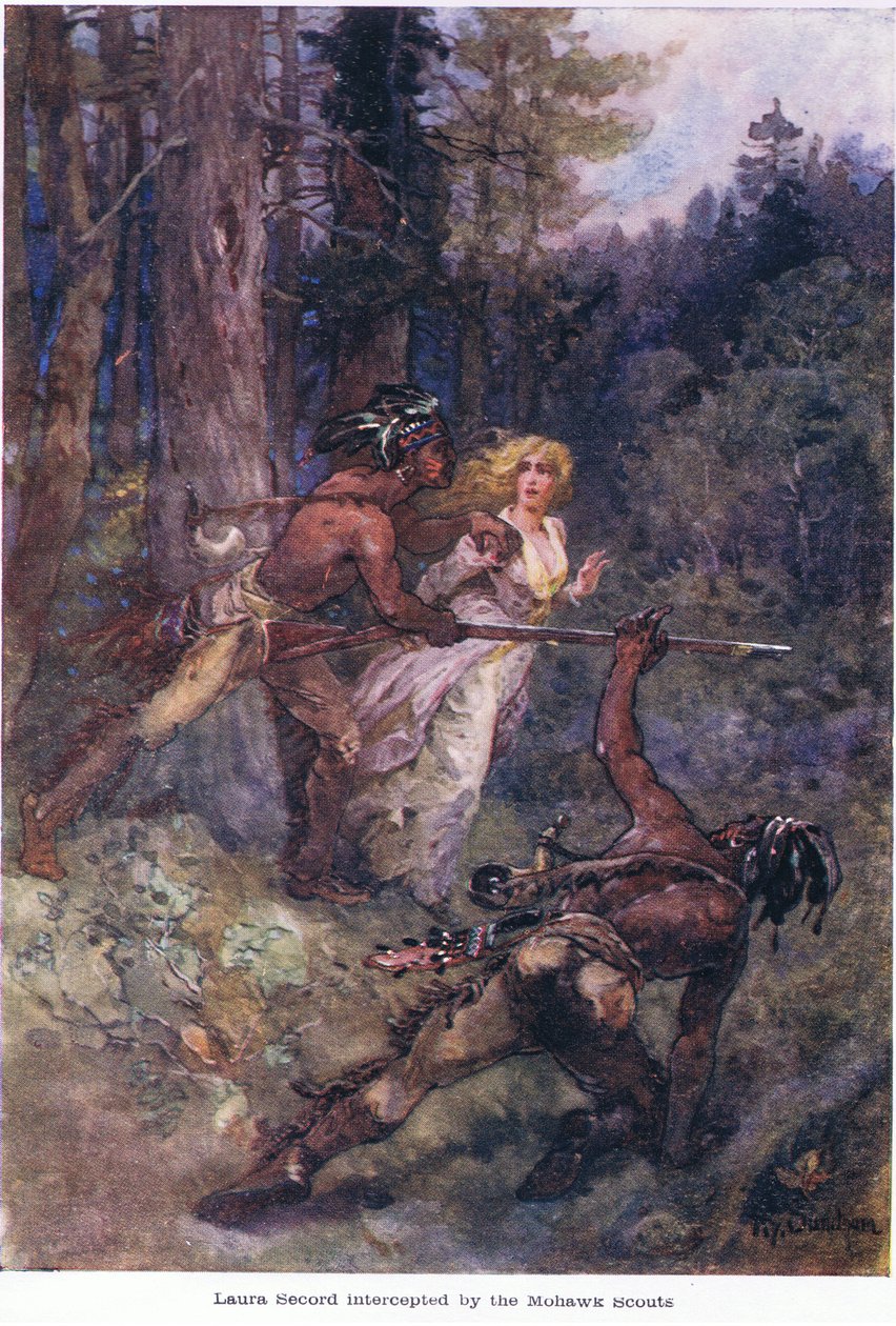 Laura Secord wird von den Mohawk-Scouts abgefangen, ca. 1920 von Henry Sandham