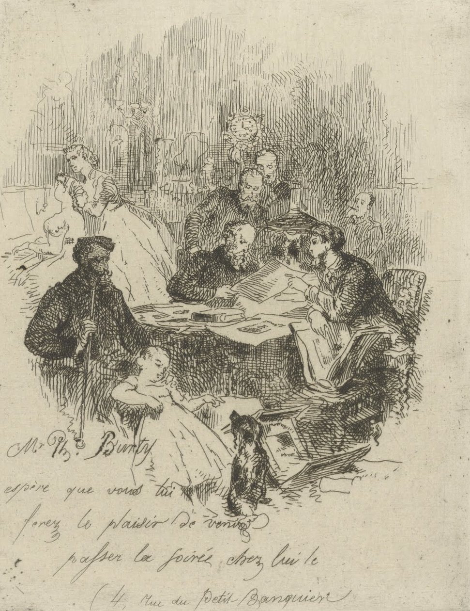 Einladungskarte für den Abend bei Ph. Burty von Henry Somm