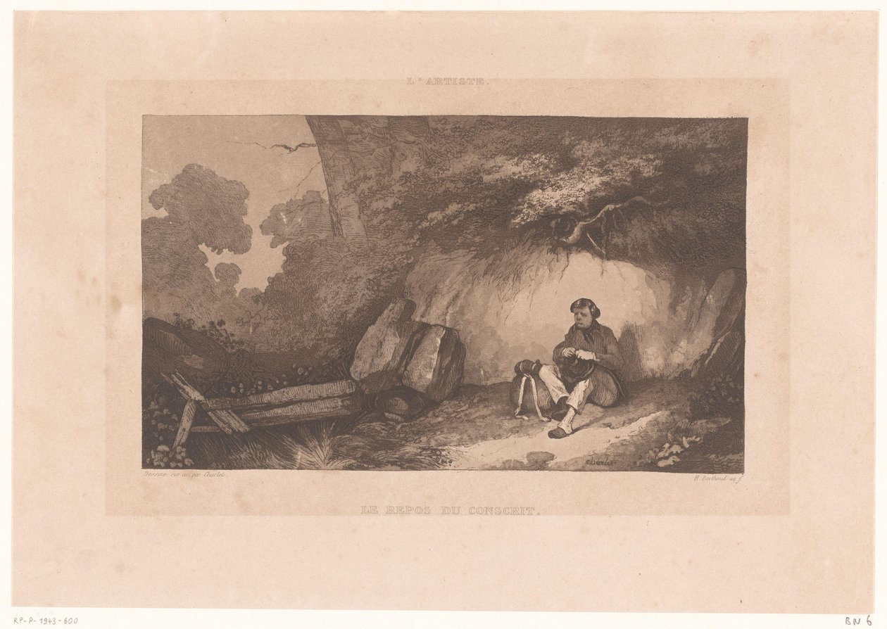 Felswand mit ruhendem Mann von Henry Berthoud