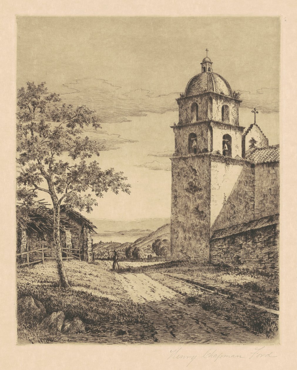 Mission Santa Barbara, Blick nach Süden von Henry Chapman Ford