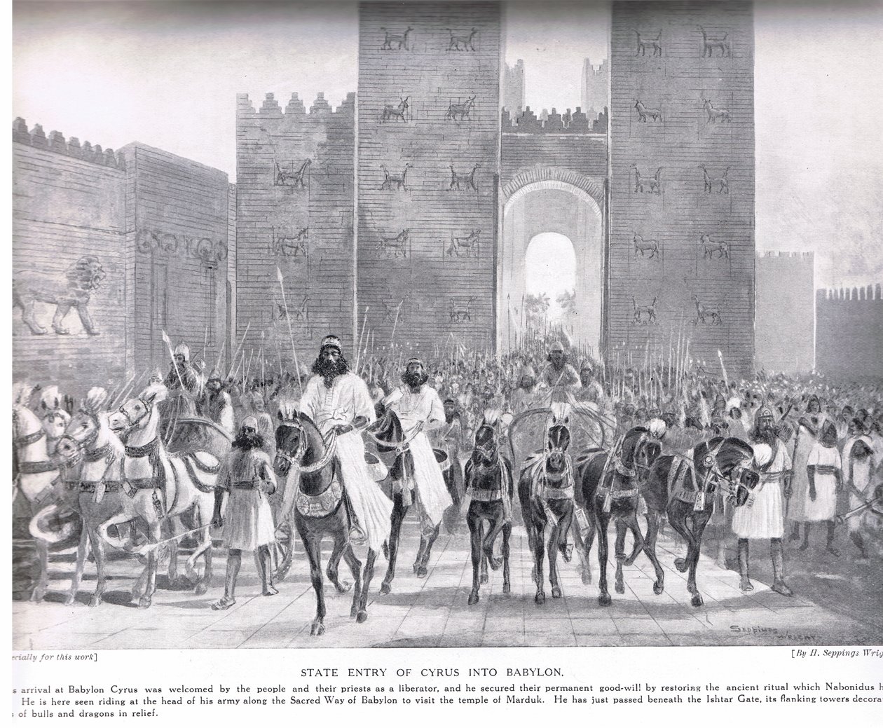 Einzug des Kyros in Babylon, Illustration aus 