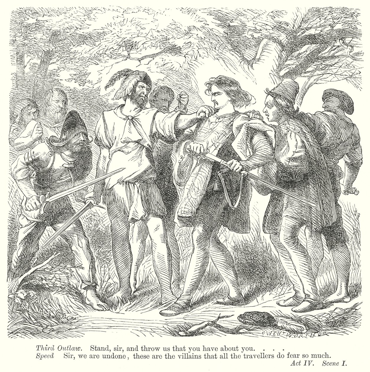 Die zwei Herren aus Verona (Gravur) von Henry Courtney (after) Selous
