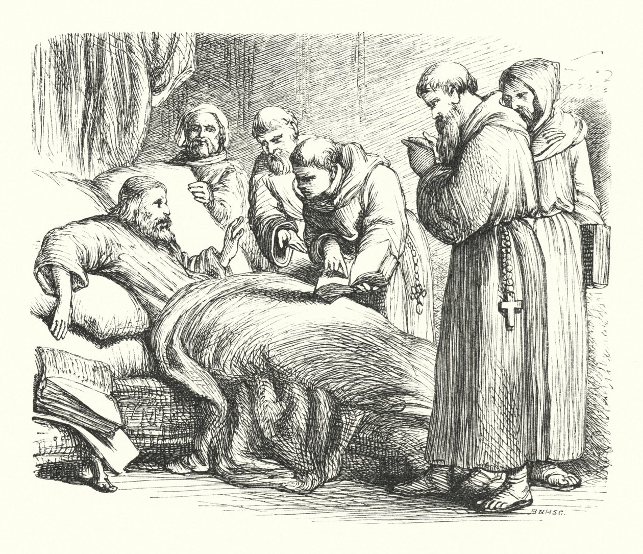 Wycliffe auf seinem Sterbebett von Henry Courtney (after) Selous