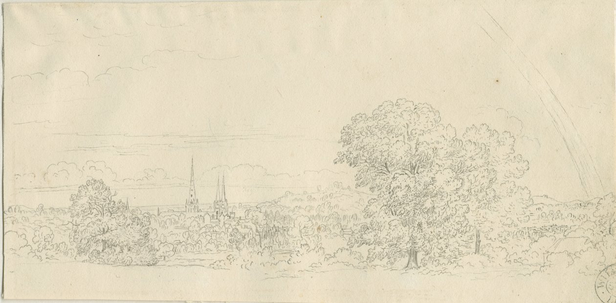 Lichfield - Fernansicht: Federzeichnung, undatiert [1788-1855] von Henry Curzon Allport