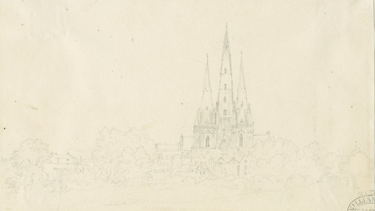 Lichfield Kathedrale - Ostansicht: Bleistiftzeichnung, undatiert [?19. Jahrhundert] von Henry Curzon Allport