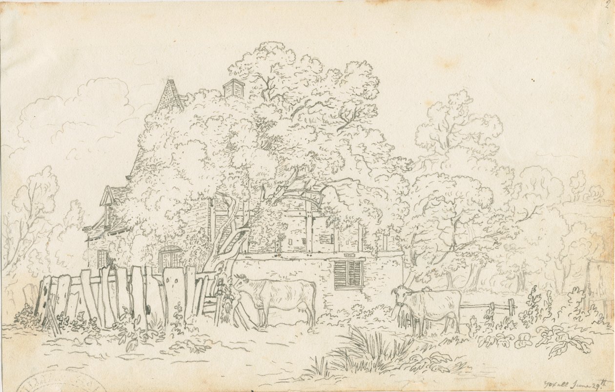 Yoxall - Altes Bauernhaus: Bleistiftzeichnung, undatiert [ca. 1815] von Henry Curzon Allport