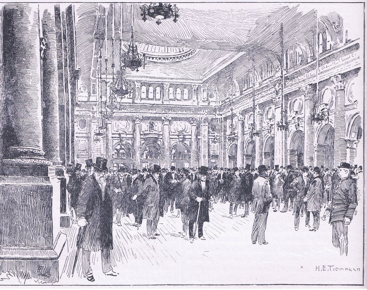 Im Inneren der Royal Exchange in Manchester, Illustration aus Cassells Geschichte Englands, 1900er Jahre von Henry Edward Tidmarsh
