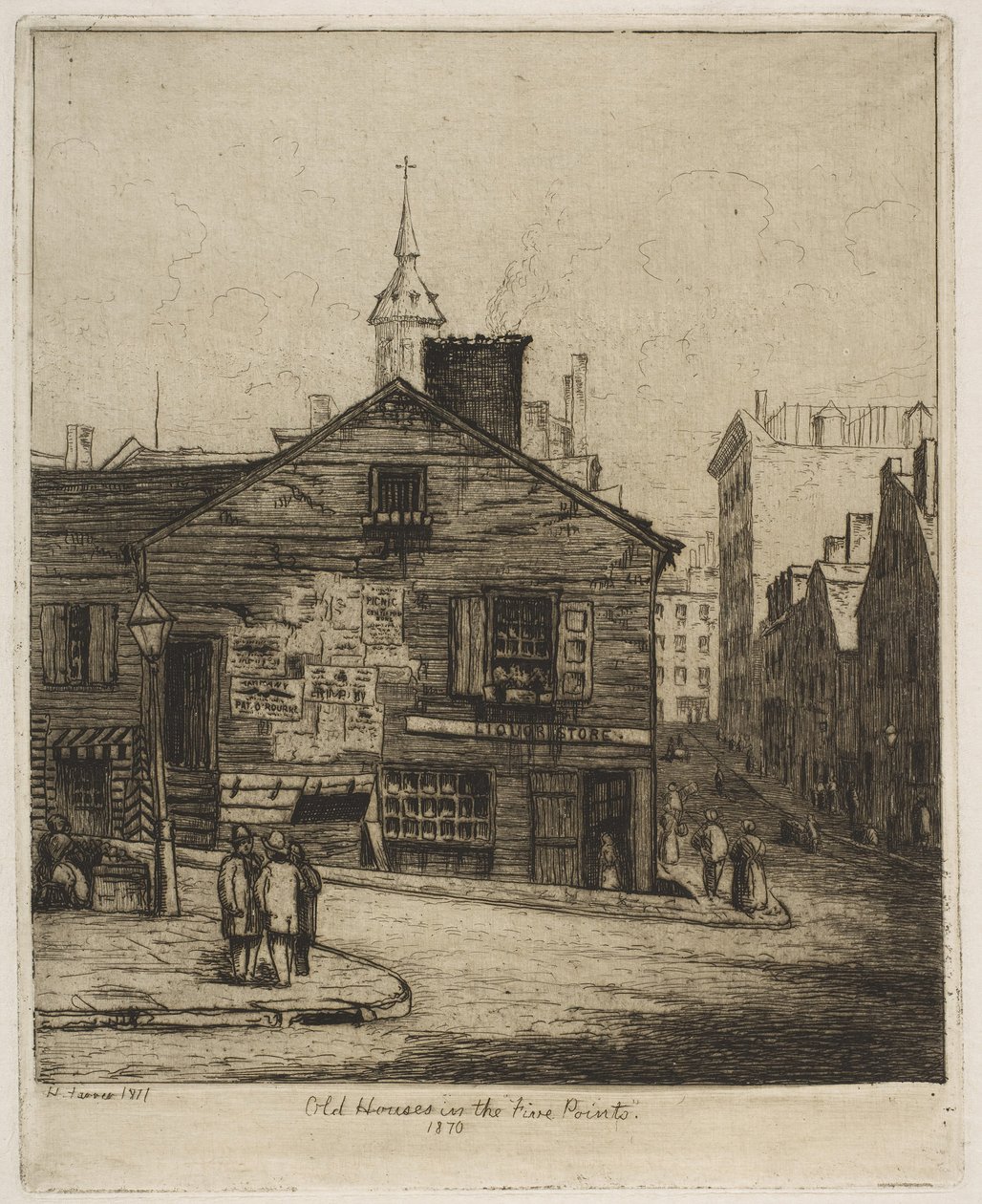 Alte Häuser in den Five Points, 1870 aus Szenen des alten New York, 1871 von Henry Farrer