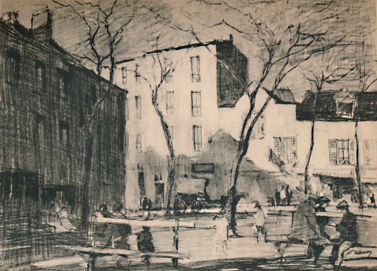 La Place Du Tertre Ein unberührter Dorfplatz, ca. 1927, 1927 von Henry Franks Waring