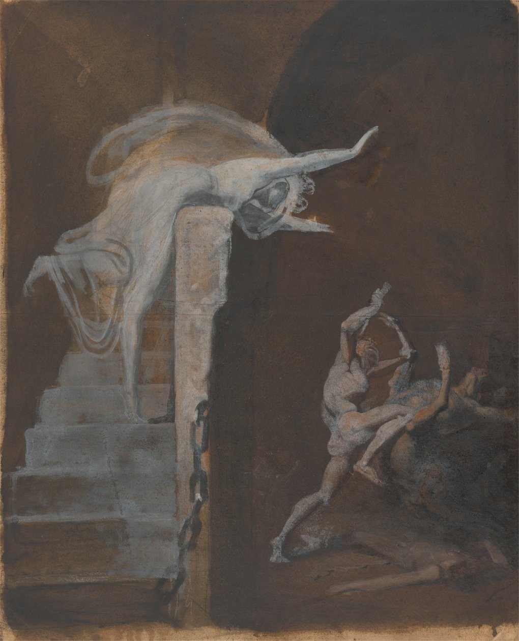Ariadne beobachtet den Kampf von Theseus mit dem Minotaurus von Johann Heinrich Füssli