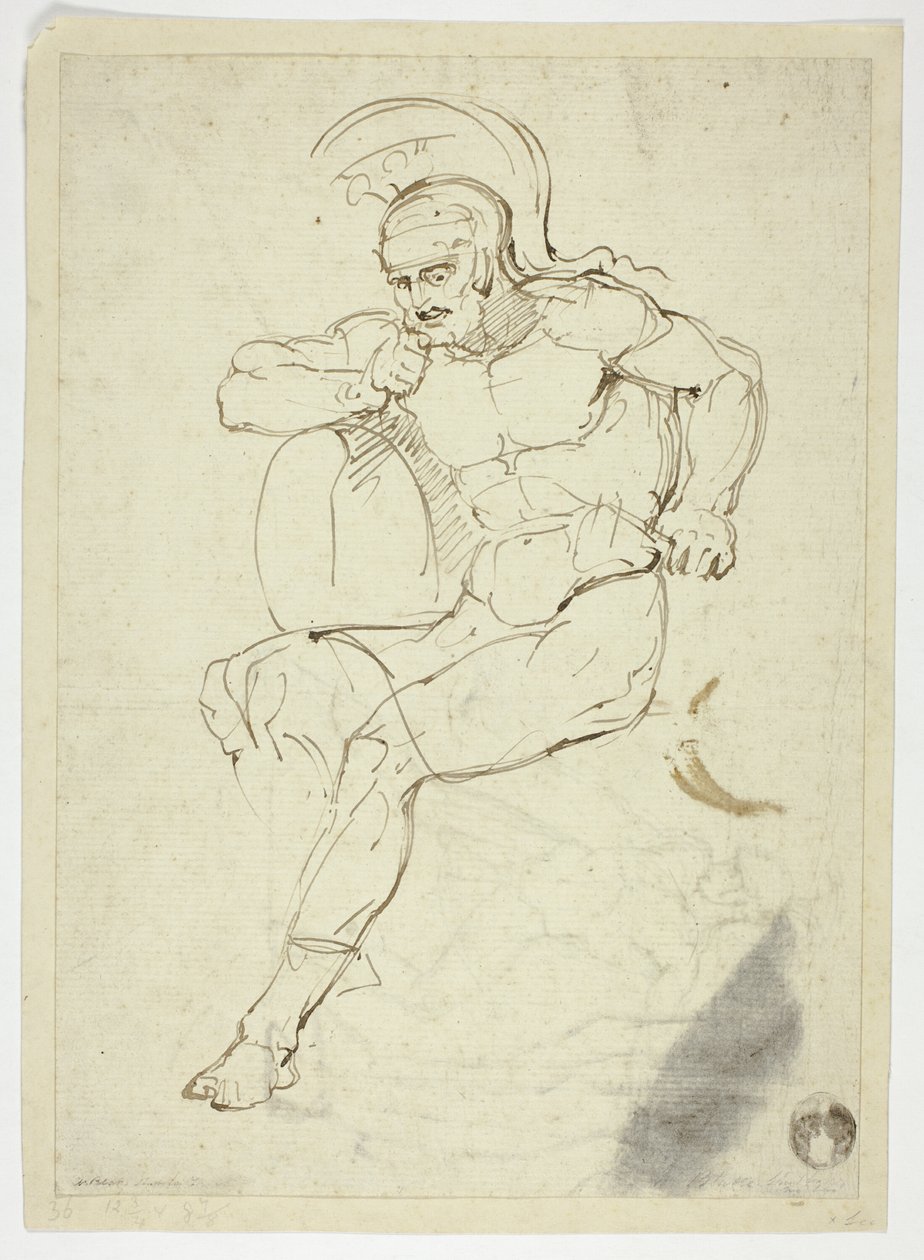 Sitzender Krieger (recto); Schreiten der Krieger (verso) von Henry Fuseli